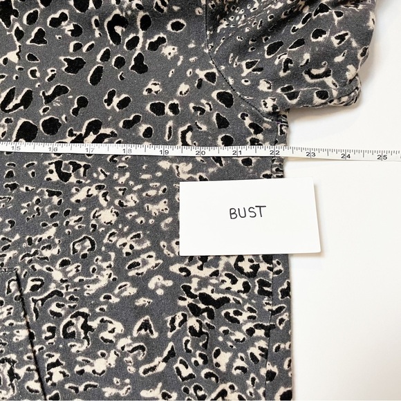 Sundry leopard hoodie hooded sweatshirt soft stretchy knit loungewear gray black - Picture 7 of 11